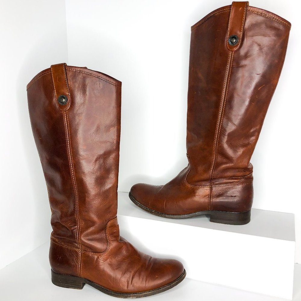 Frye Size 7 Melissa Button Cognac Riding Boots
